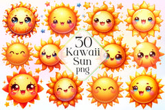 Kawaii Sun Clipart Bundle 5 - CraftNest - Digital Crafting and Art
