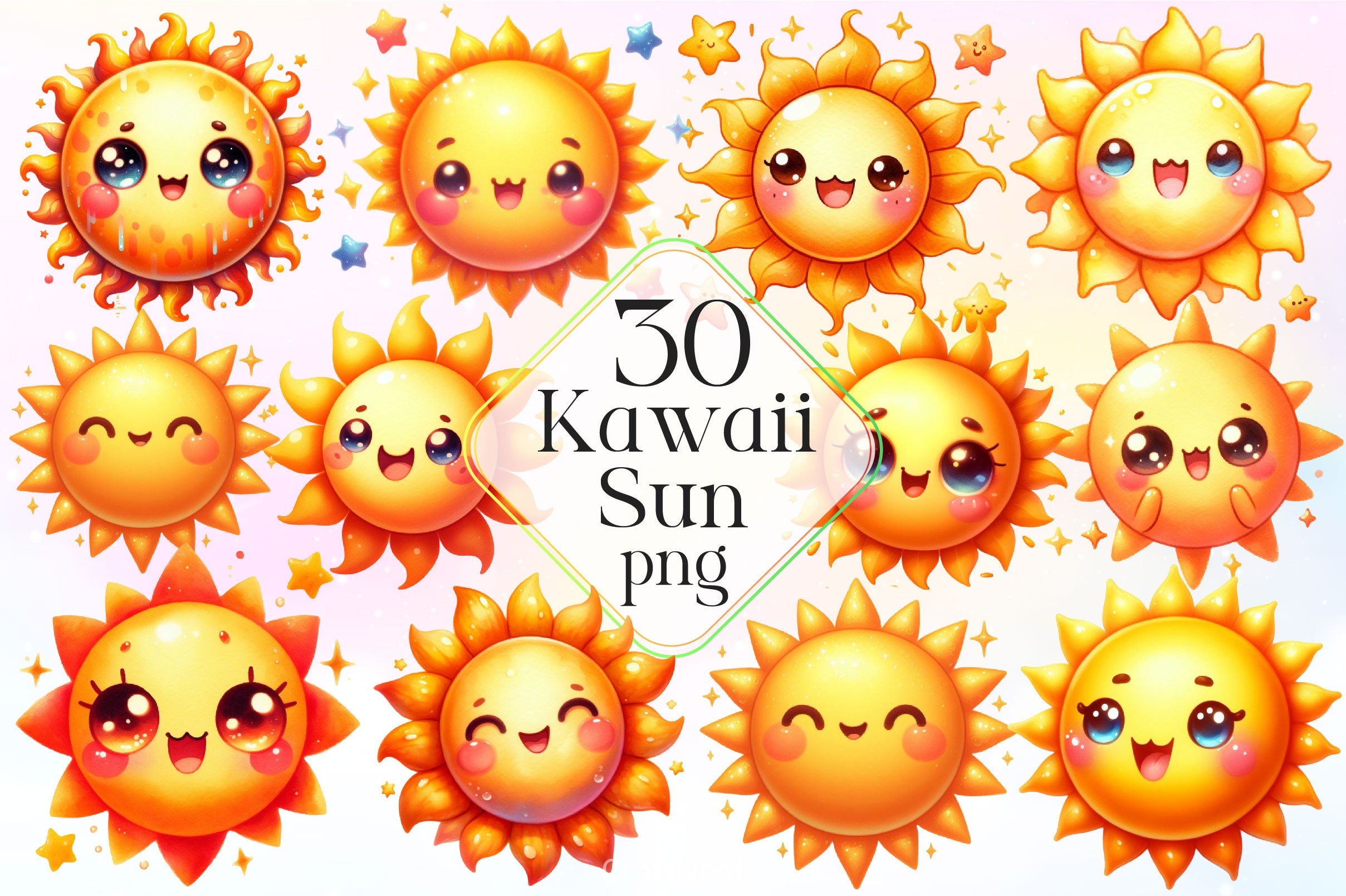 Kawaii Sun Clipart Bundle 5 - CraftNest - Digital Crafting and Art