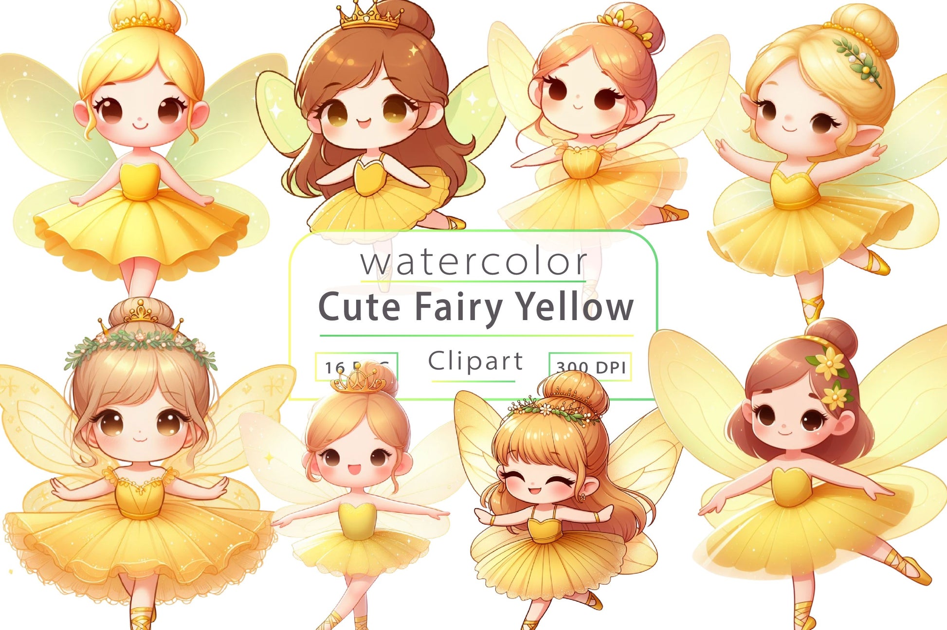 Cute Fairy Yellow Dress Clipart Bundle - CraftNest - Digital Crafting and Art
