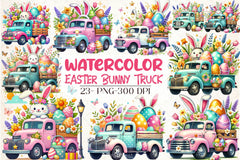 Easter Bunny Truck Clipart Bundle 6 - CraftNest - Digital Crafting and Art