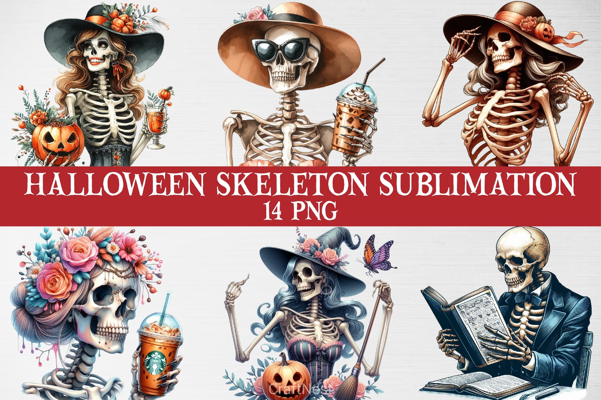 Halloween Skeleton Clipart Bundle - CraftNest - Digital Crafting and Art