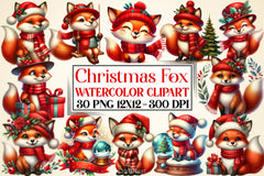 Christmas Fox Clipart Bundle - CraftNest - Digital Crafting and Art
