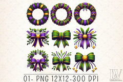 Wreath Bow Mardi Gras Clipart Bundle 2 - CraftNest - Digital Crafting and Art
