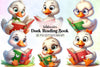 Cute Duck Reading Clipart Bundle