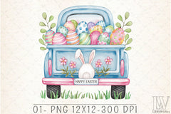 Easter Bunny Truck Clipart Bundle 2 - CraftNest - Digital Crafting and Art