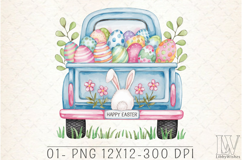 Easter Bunny Truck Clipart Bundle 2 - CraftNest - Digital Crafting and Art