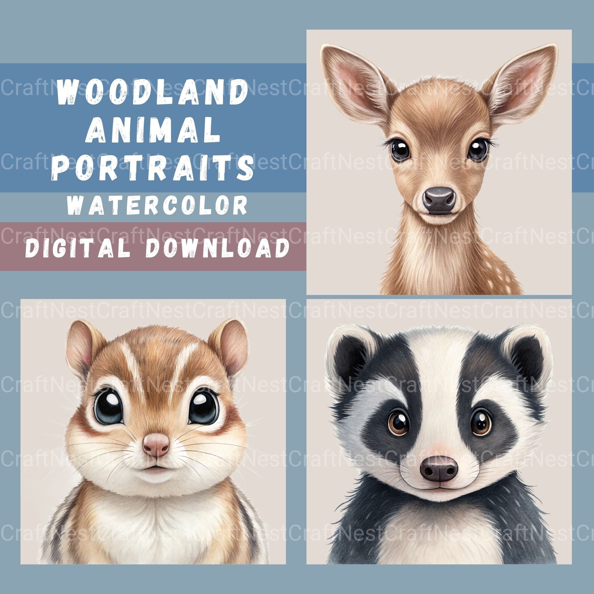 Woodland Animals 2 Clipart Bundle 4 - CraftNest - Digital Crafting and Art