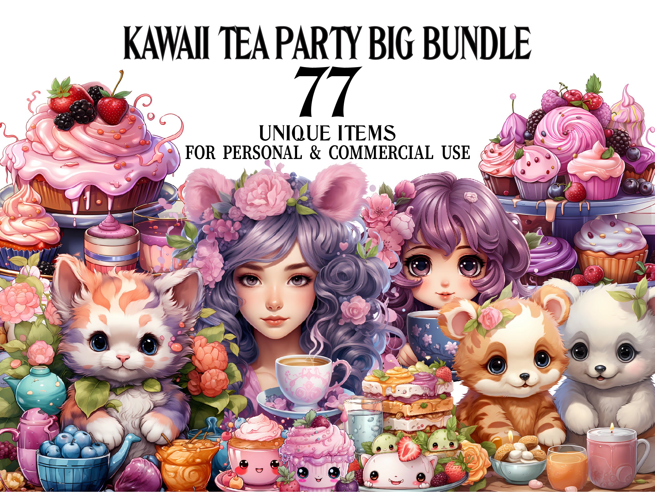 Kawaii Tea Party Clipart - CraftNest