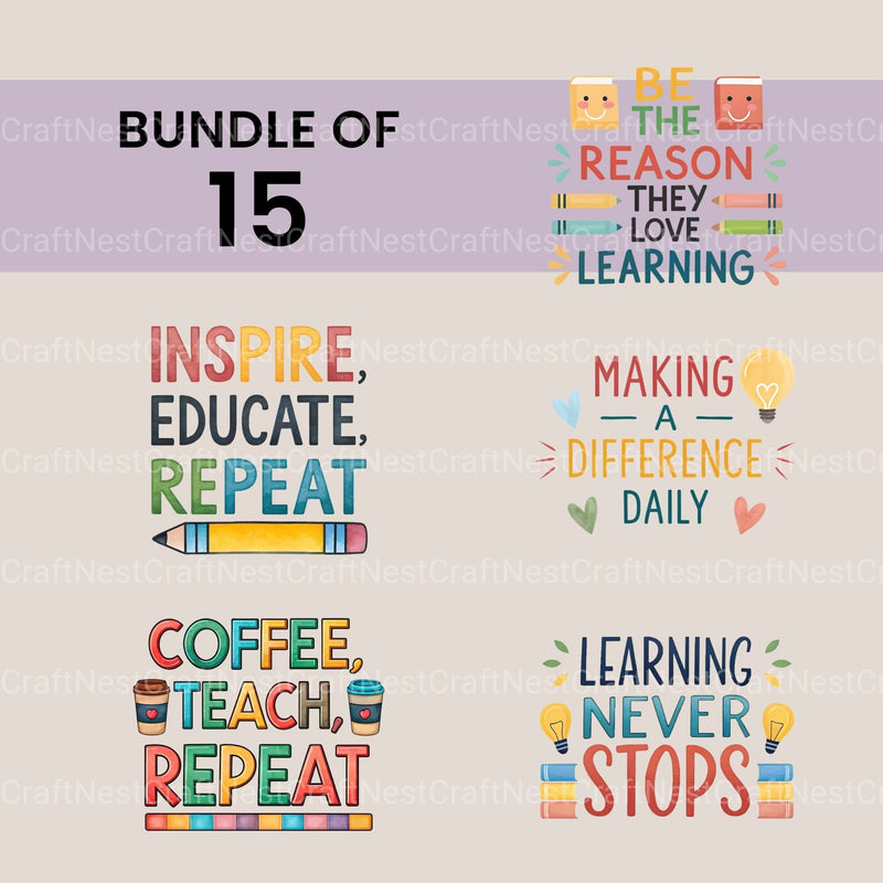 Teacher Quotes Clipart Bundle - CraftNest - Digital Crafting and Art