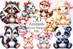 Lovely Animals Heart Shaped Clipart Bundle - CraftNest - Digital Crafting and Art