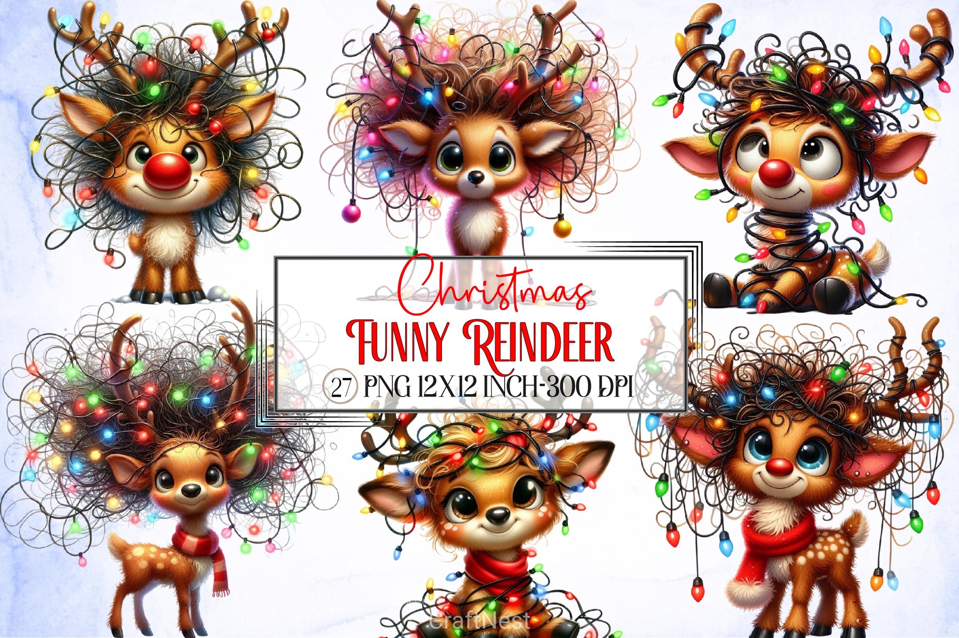 Christmas Reindeer Clipart Bundle 10 - CraftNest - Digital Crafting and Art