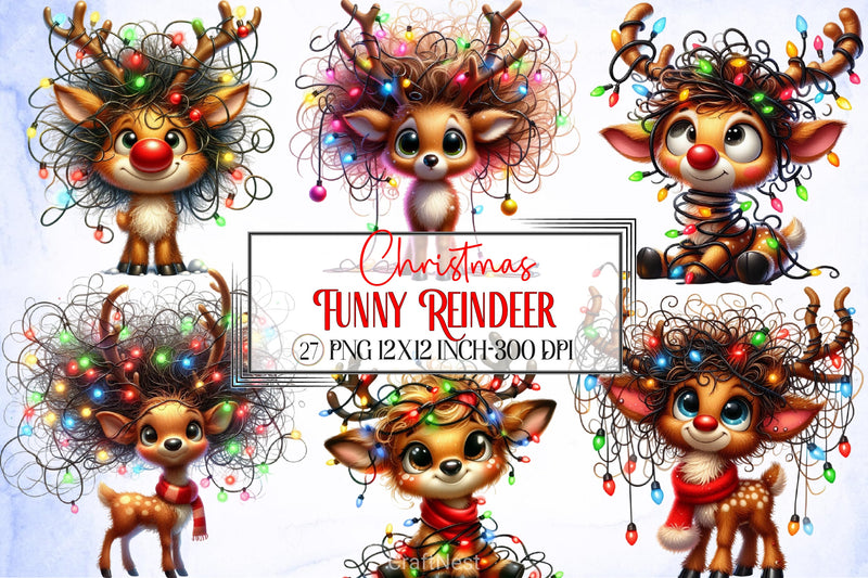 Christmas Reindeer Clipart Bundle 10 - CraftNest - Digital Crafting and Art