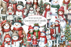 Snowman Family Christmas Clipart Bundle - CraftNest - Digital Crafting and Art
