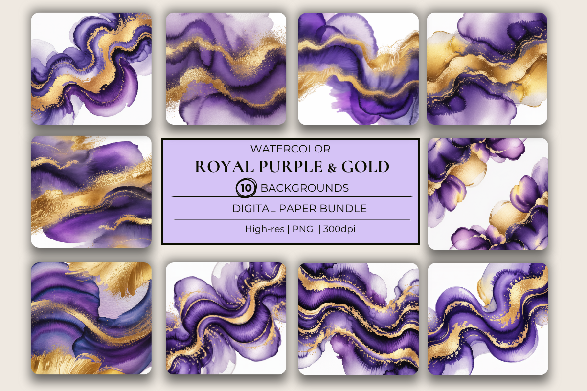 Purple & Gold Background Papers