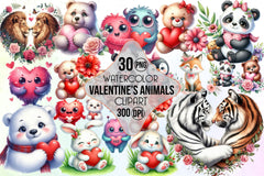 Valentine Animals Clipart Bundle 1 - CraftNest - Digital Crafting and Art