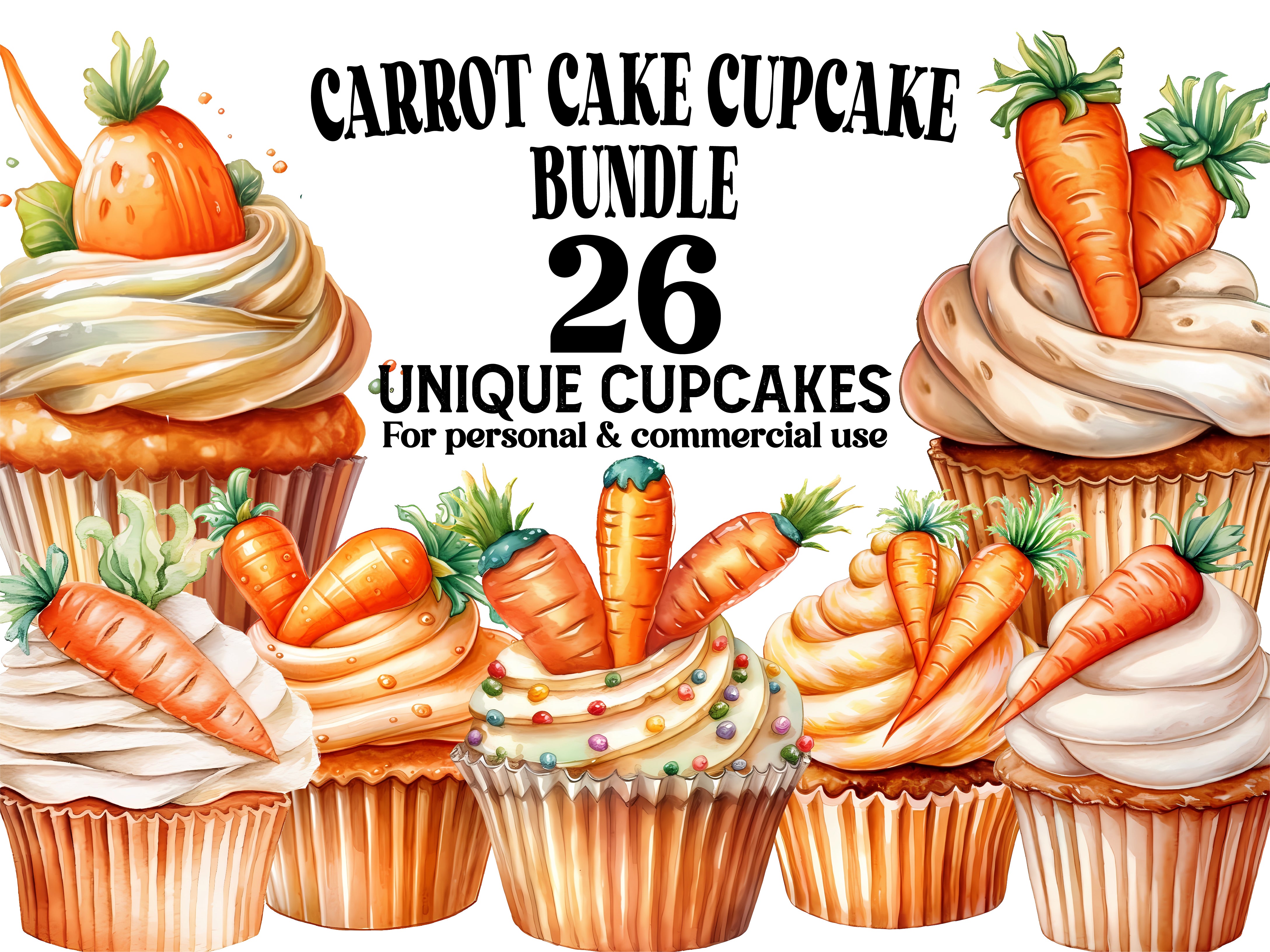 Carrot Cake Cupcakes Clipart - CraftNest