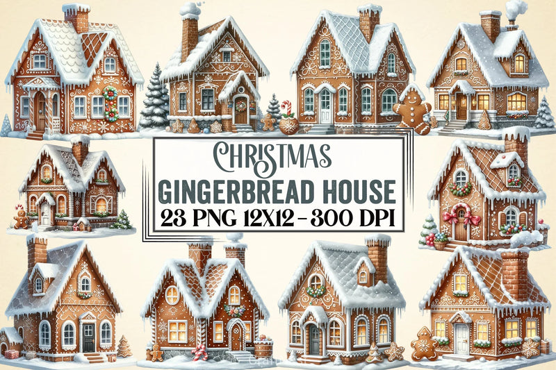 Gingerbread House Christmas Clipart Bundle - CraftNest - Digital Crafting and Art