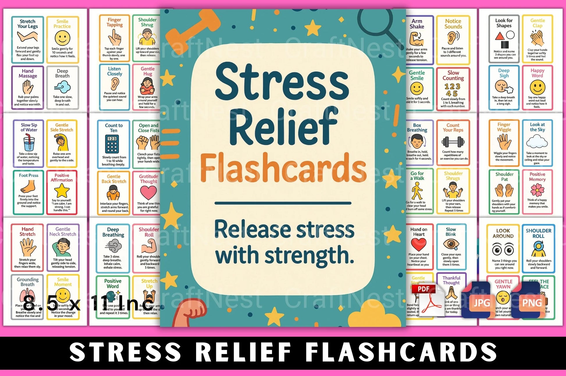 Stress Relief Flashcards for Relaxation - CraftNest - Digital Crafting and Art