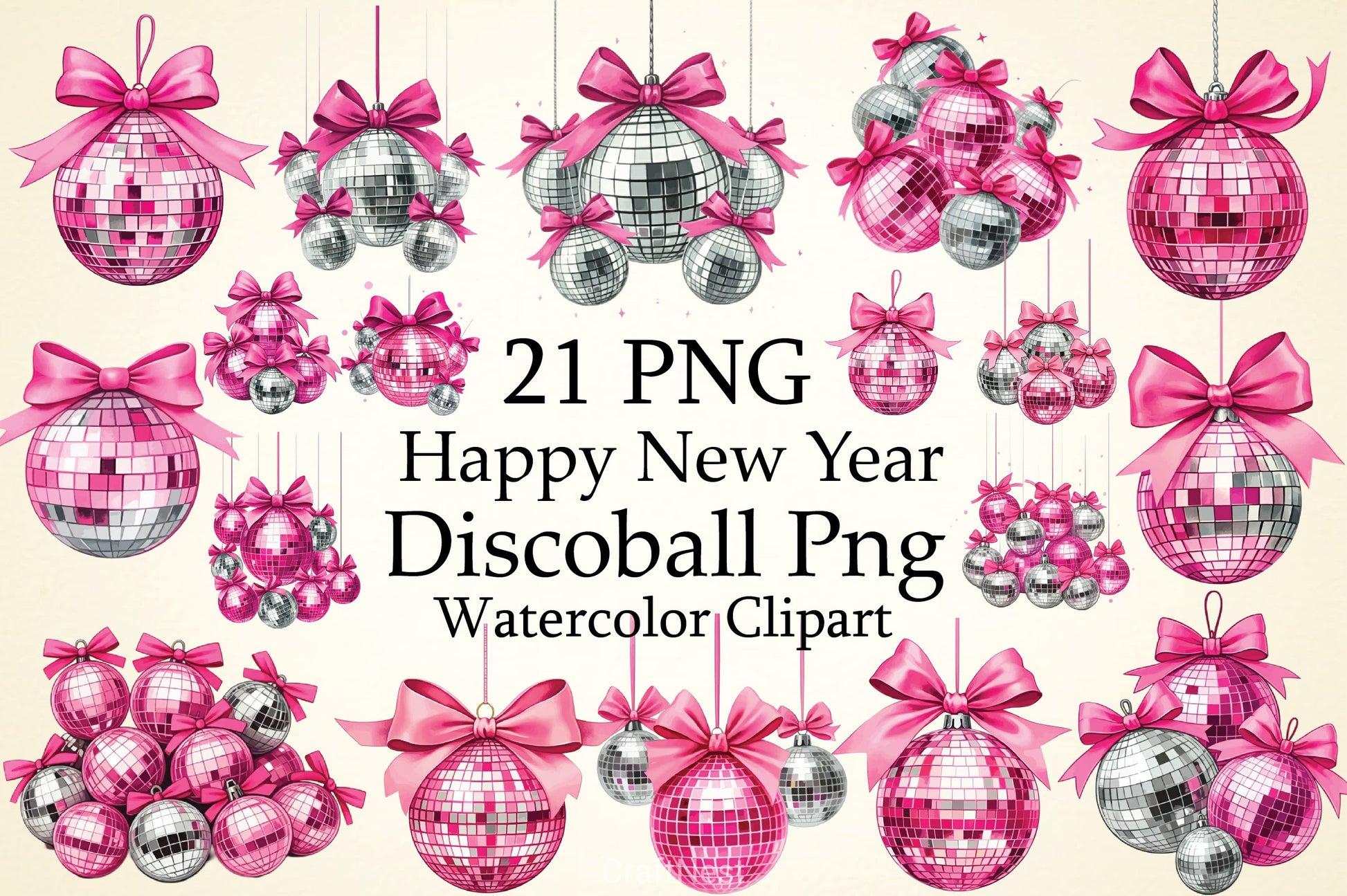 Happy New Year Discoball Clipart Bundle - CraftNest - Digital Crafting and Art