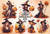 Cute Witch Girl Halloween Clipart Bundle