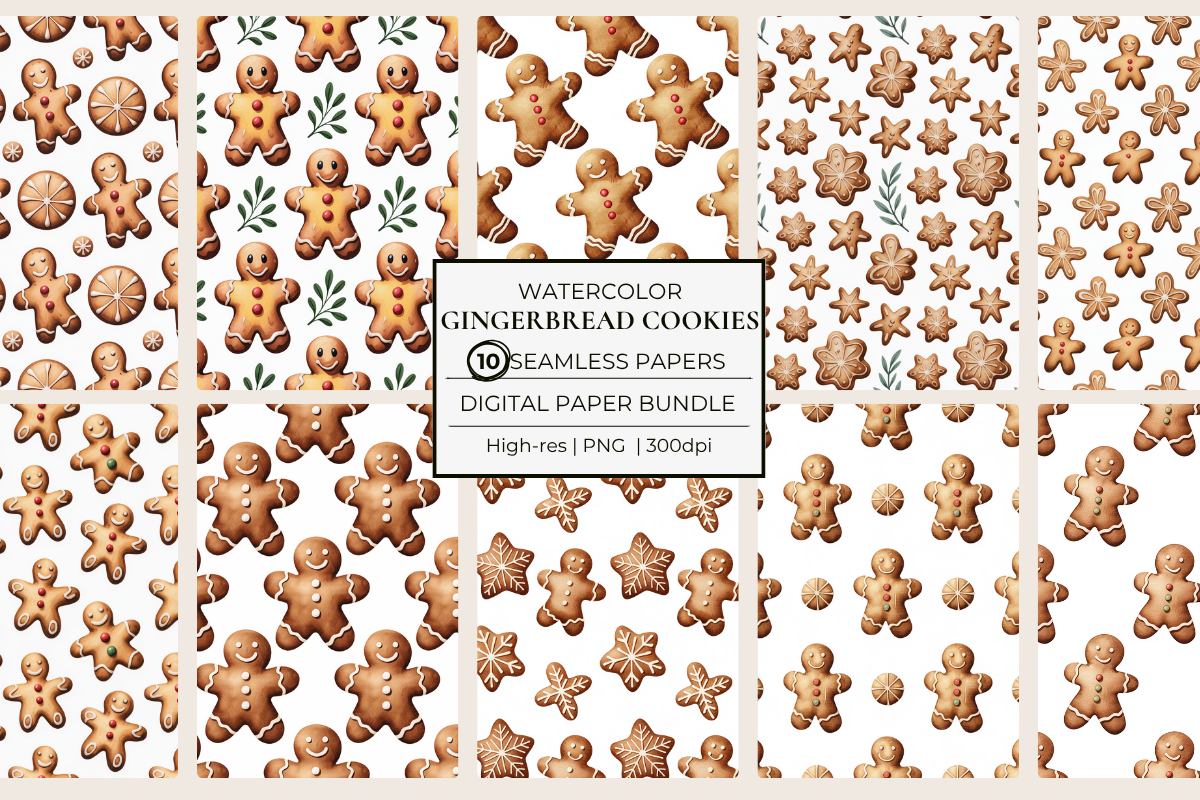 Gingerbread Christmas Cookies Seamless Papers