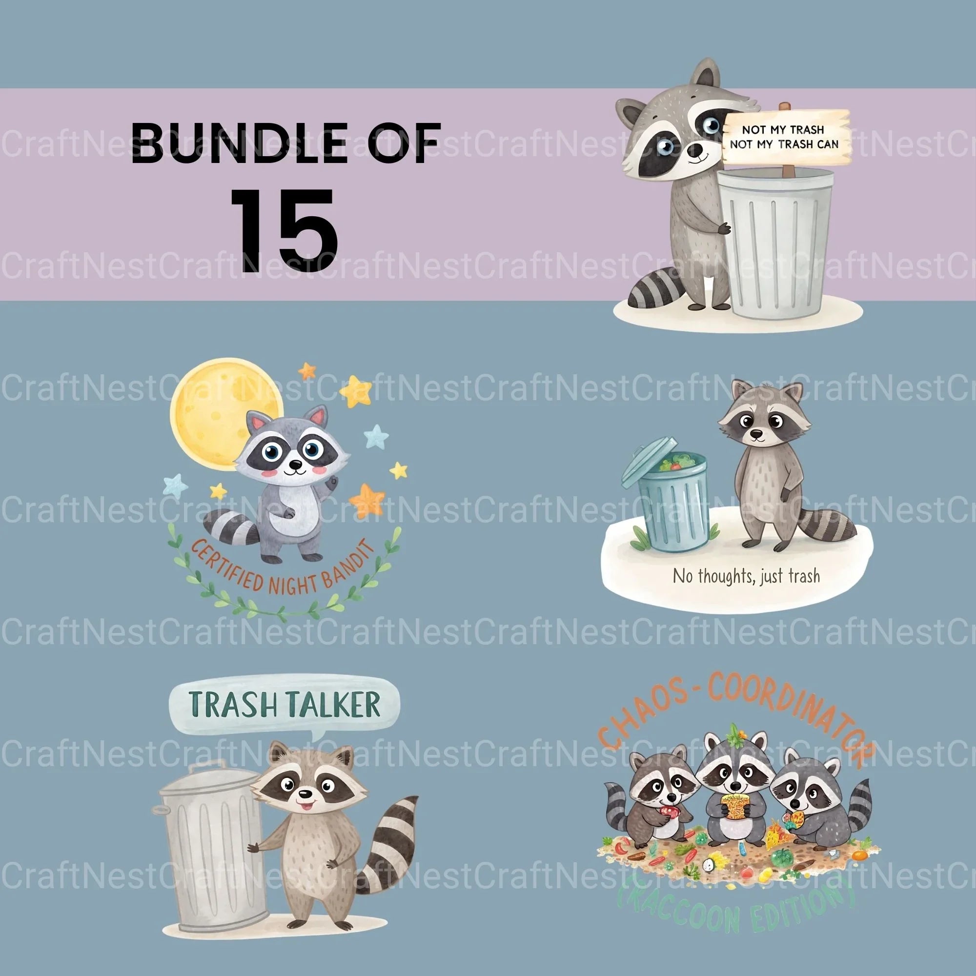 Raccoons Clipart Bundle - CraftNest - Digital Crafting and Art