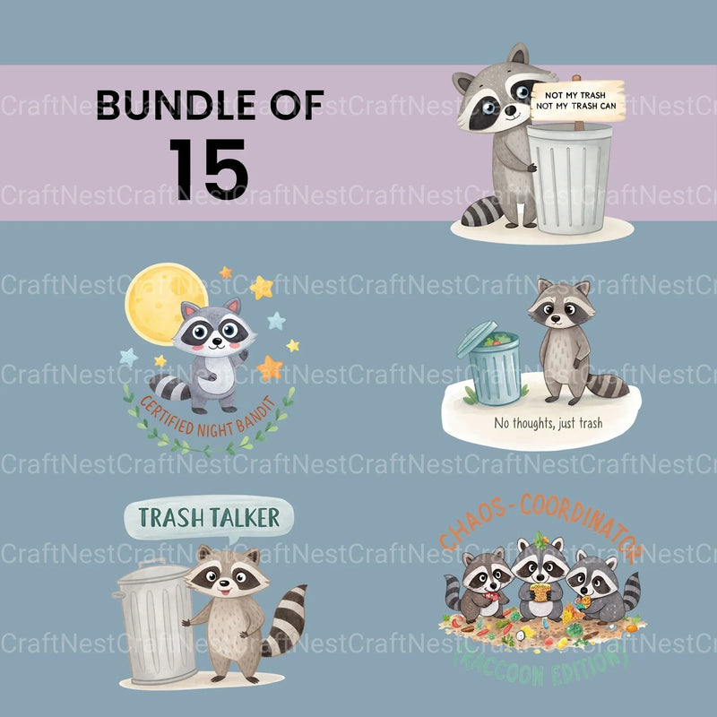 Raccoons Clipart Bundle - CraftNest - Digital Crafting and Art