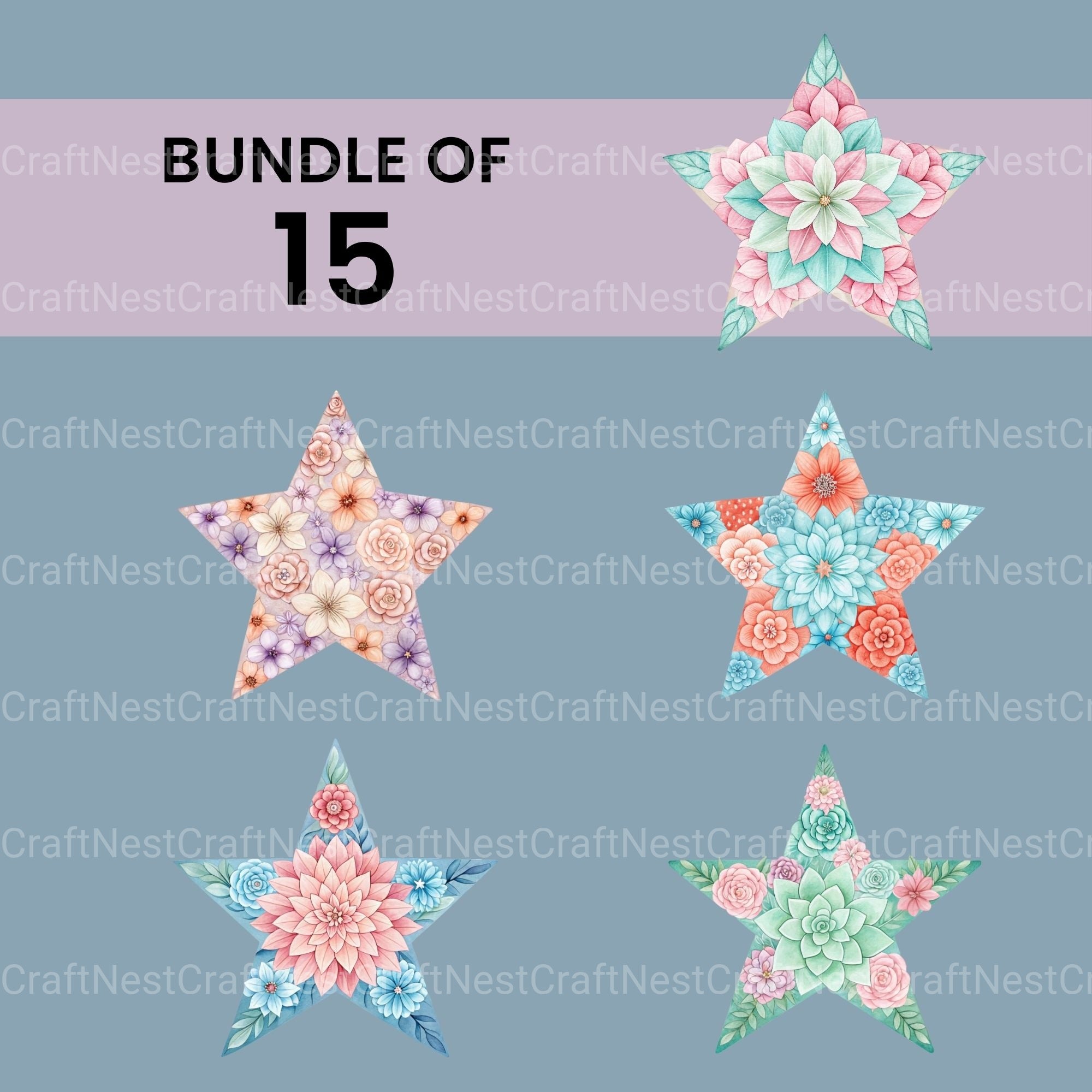 Flower Star Clipart Bundle - CraftNest - Digital Crafting and Art