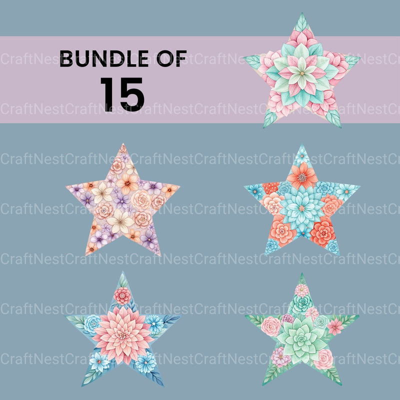 Flower Star Clipart Bundle - CraftNest - Digital Crafting and Art
