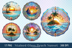 Stained Glass Beach Sunset Clipart Bundle - CraftNest - Digital Crafting and Art