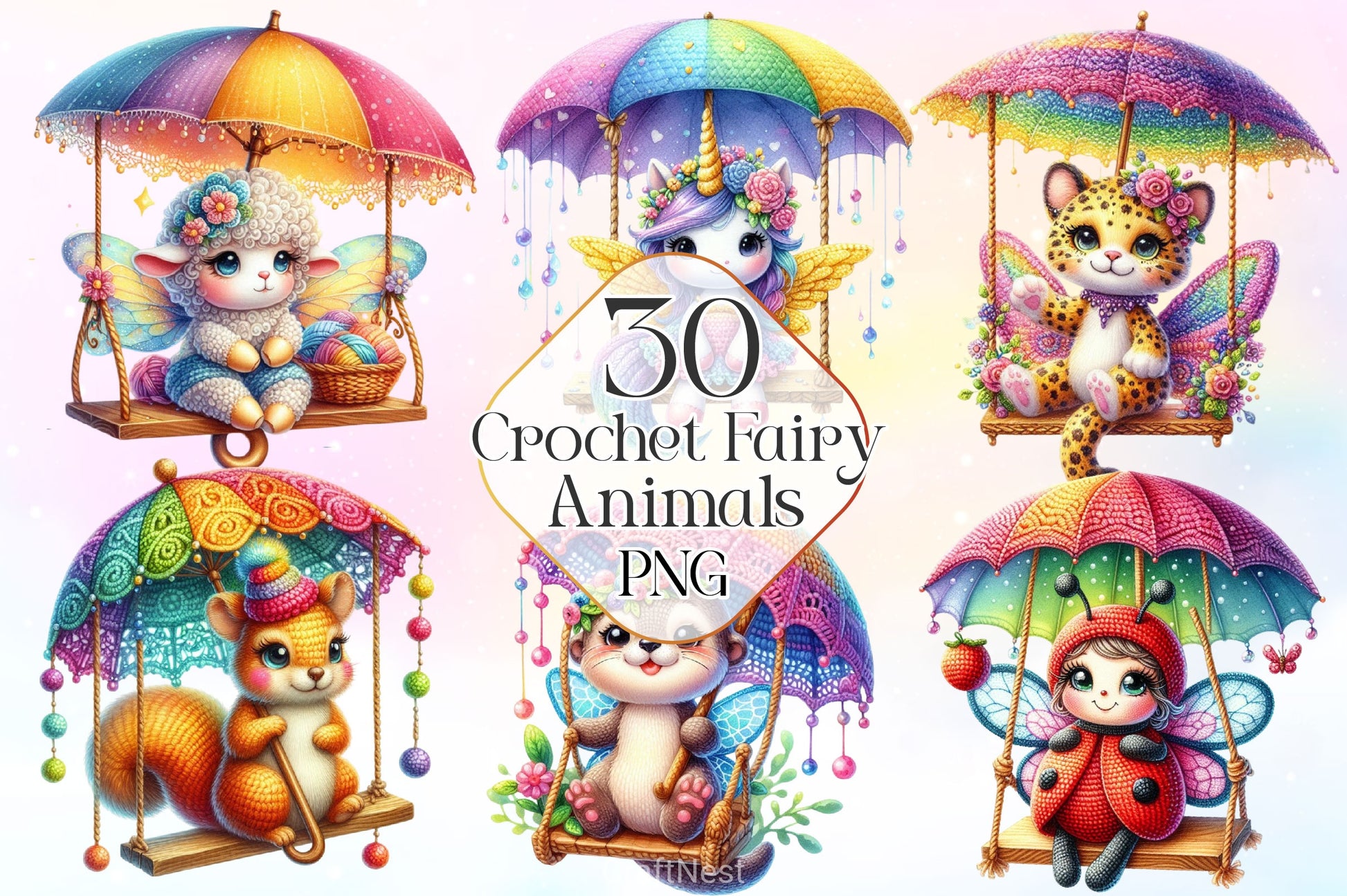 Crochet Magical Fairy Animals Clipart Bundle - CraftNest - Digital Crafting and Art