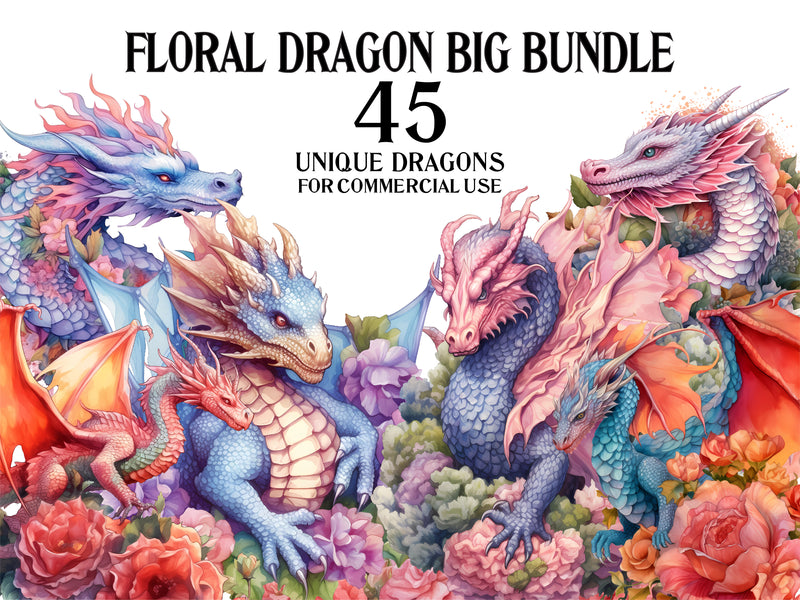 Floral Dragons Clipart - CraftNest