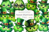 St Patricks Kawaii Shamrocks Clipart Bundle