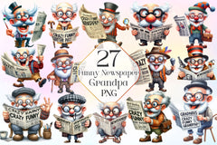 Funny Newspaper Grandpa Clipart Bundle 2 - CraftNest - Digital Crafting and Art