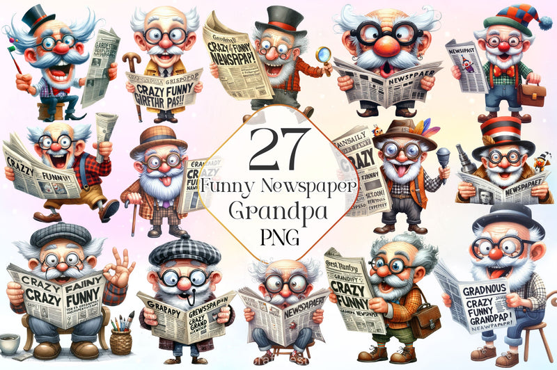 Funny Newspaper Grandpa Clipart Bundle 2 - CraftNest - Digital Crafting and Art