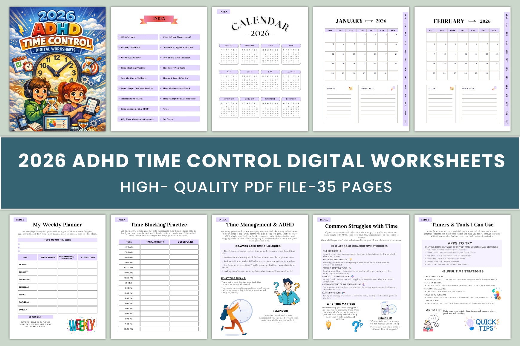 ADHD Time Control Worksheets Book