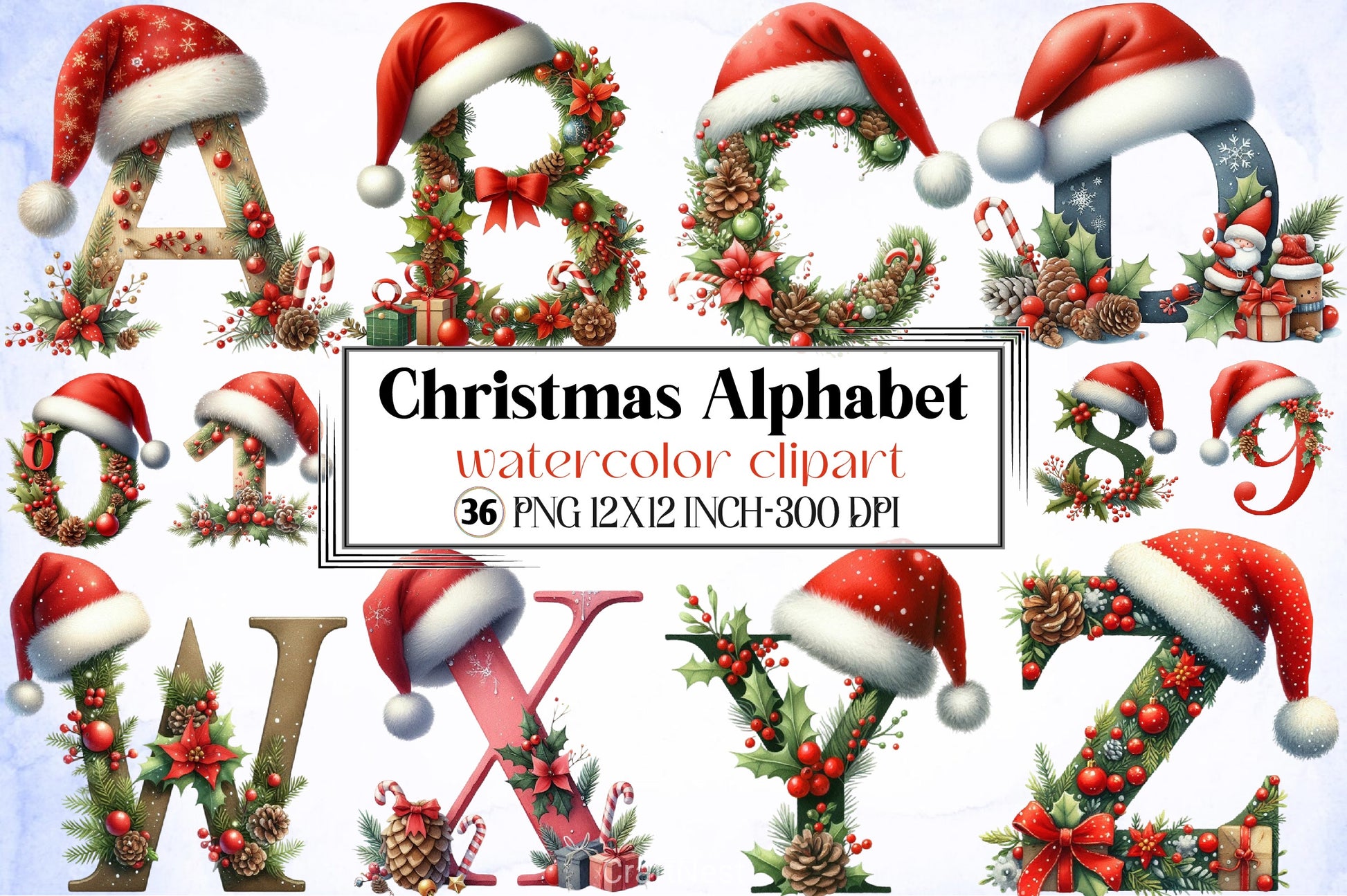 Christmas Alphabet Clipart Bundle 1 - CraftNest - Digital Crafting and Art