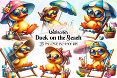 Cute Beach Duck Clipart Bundle - CraftNest - Digital Crafting and Art