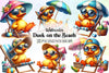 Cute Beach Duck Clipart Bundle