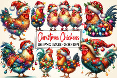 Christmas Chickens Clipart Bundle - CraftNest - Digital Crafting and Art