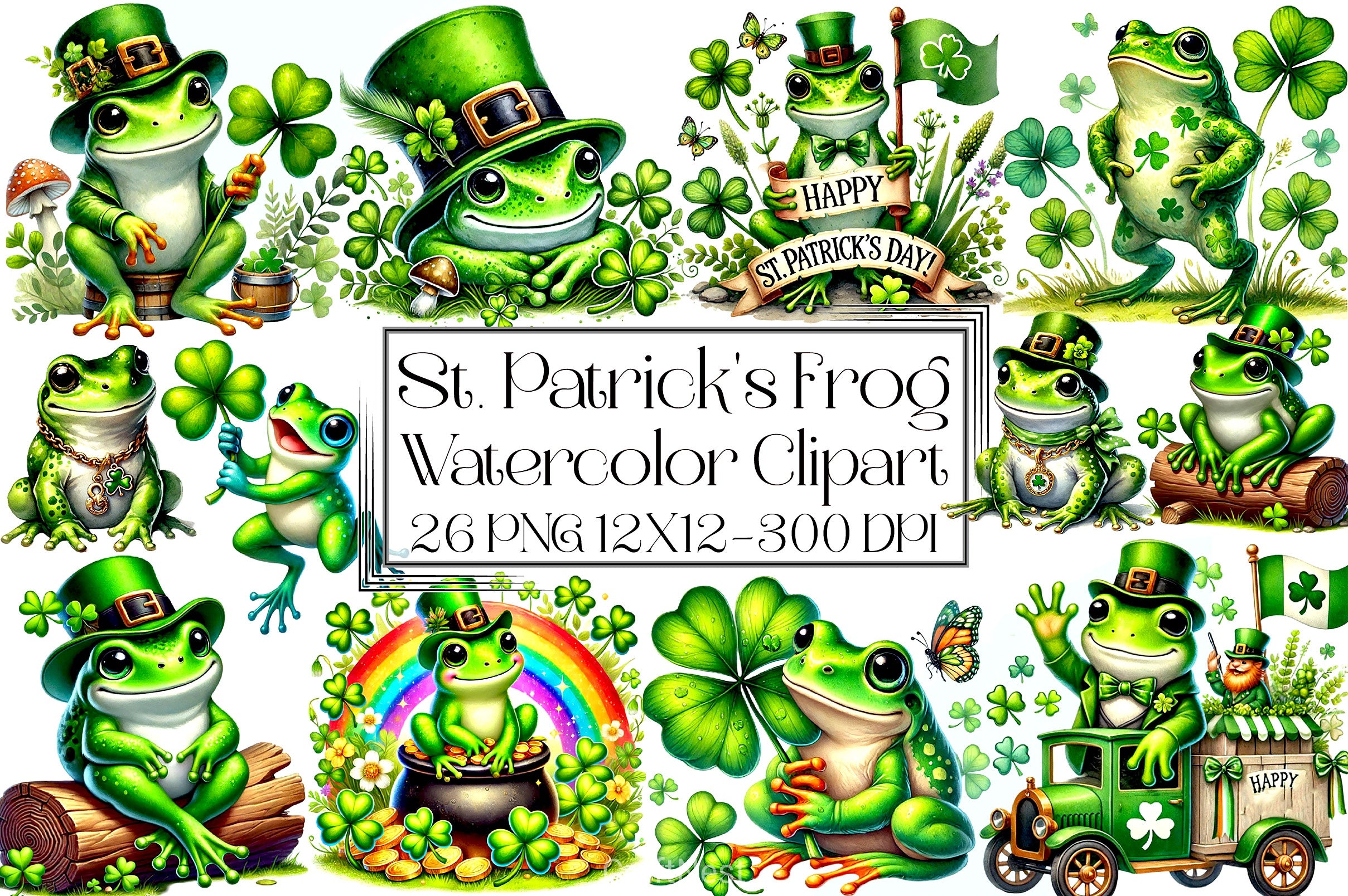 St. Patrick's Frog Clipart Bundle - CraftNest - Digital Crafting and Art