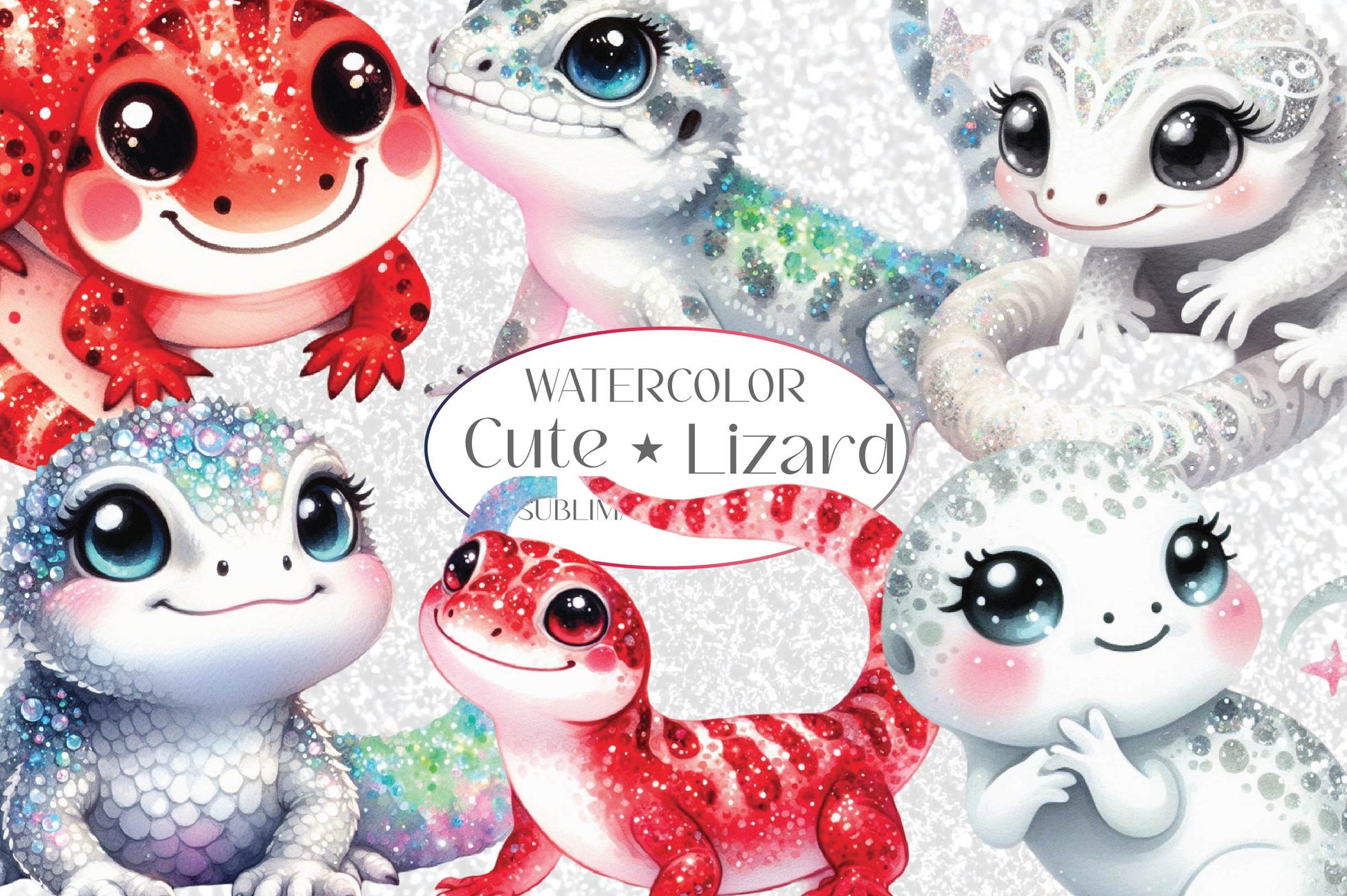 Glitter Lizard Clipart Bundle - CraftNest - Digital Crafting and Art