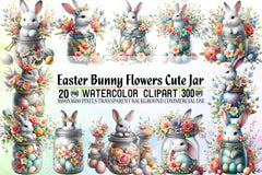 Easter Bunny Flowers Clipart Bundle - CraftNest - Digital Crafting and Art