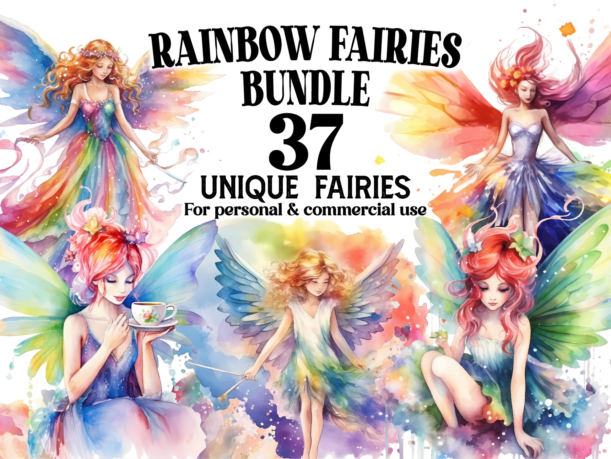 Rainbow Fairies Clipart - CraftNest