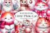 Cute Little Pink Cat Clipart Bundle
