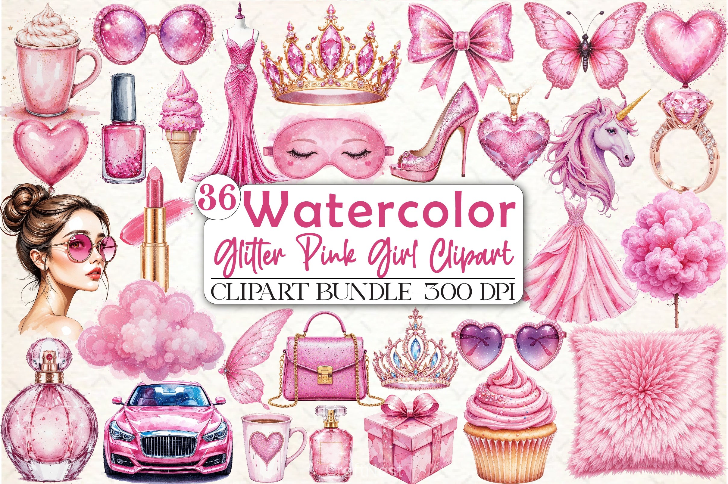 Glitter Pink Girl Clipart Bundle 3 - CraftNest - Digital Crafting and Art