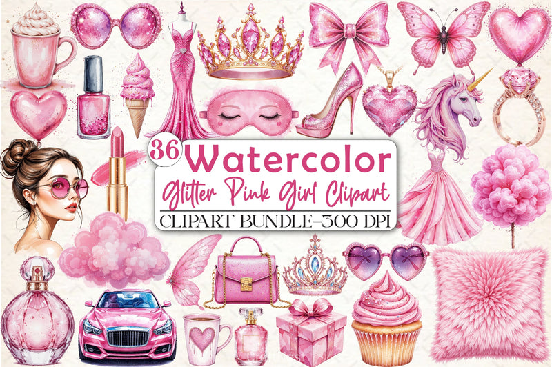 Glitter Pink Girl Clipart Bundle 3 - CraftNest - Digital Crafting and Art