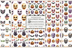Halloween Masks Seamless Papers - CraftNest - Digital Crafting and Art