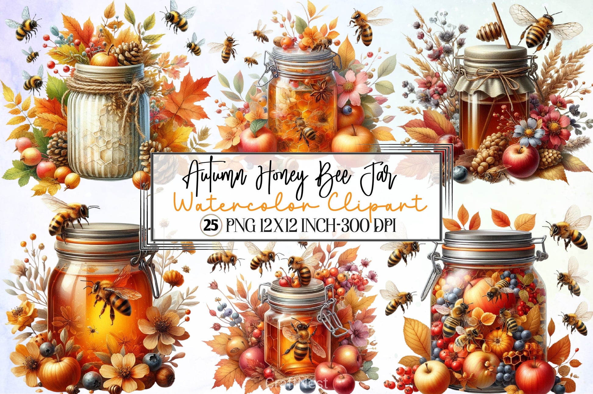 Autumn Honey Bee Clipart Bundle - CraftNest - Digital Crafting and Art