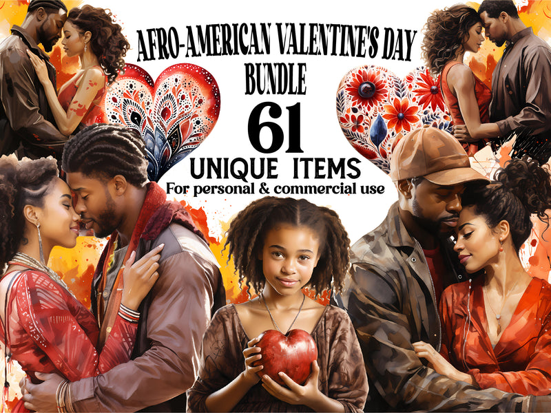 Afro-American Love Valentine Clipart - CraftNest